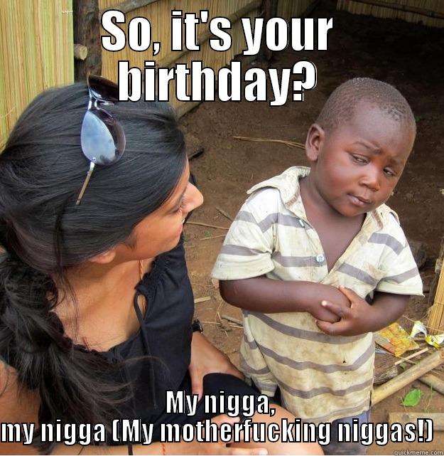 SO, IT'S YOUR BIRTHDAY? MY NIGGA, MY NIGGA (MY MOTHERFUCKING NIGGAS!)  Skeptical Third World Kid
