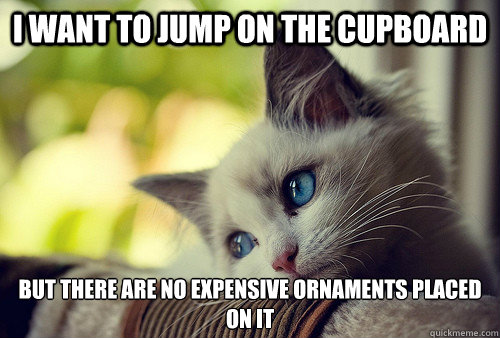 I want to jump on the cupboard But there are no expensive ornaments placed on it - I want to jump on the cupboard But there are no expensive ornaments placed on it  First World Cat Problems