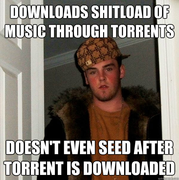 Downloads Shitload of music through torrents Doesn't even seed after torrent is downloaded  Scumbag Steve