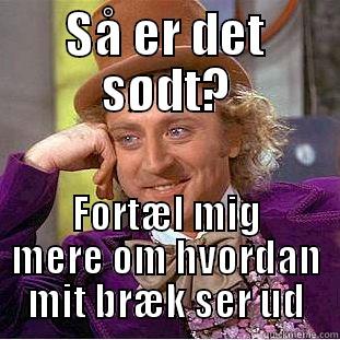 SÅ ER DET SØDT? FORTÆL MIG MERE OM HVORDAN MIT BRÆK SER UD Condescending Wonka
