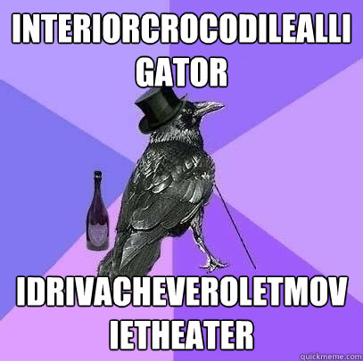 interiorcrocodilealligator idrivacheveroletmovietheater  Rich Raven