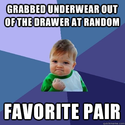 Grabbed underwear out of the drawer at random favorite pair - Grabbed underwear out of the drawer at random favorite pair  Success Kid