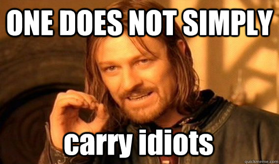ONE DOES NOT SIMPLY carry idiots  One Does Not Simply