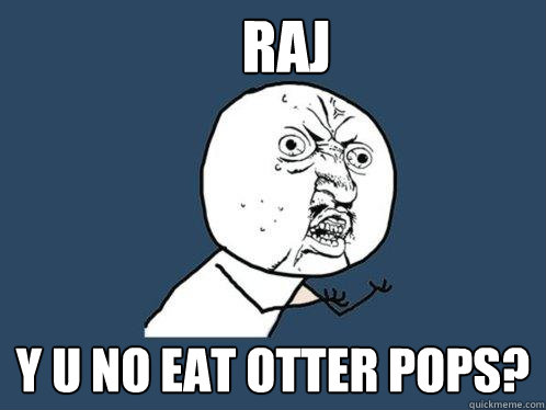 RAJ Y U NO EAT OTTER POPS?  Y U No