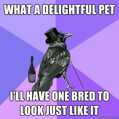 What a delightful pet I'll have one bred to look just like it  Rich Raven