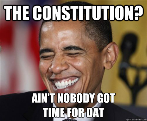 the constitution? Ain't nobody got 
time for dat  Scumbag Obama