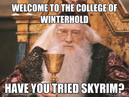 Welcome to the College of Winterhold Have you tried Skyrim?  Drew Dumbledore