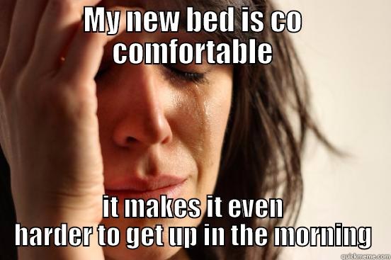 MY NEW BED IS CO COMFORTABLE IT MAKES IT EVEN HARDER TO GET UP IN THE MORNING First World Problems