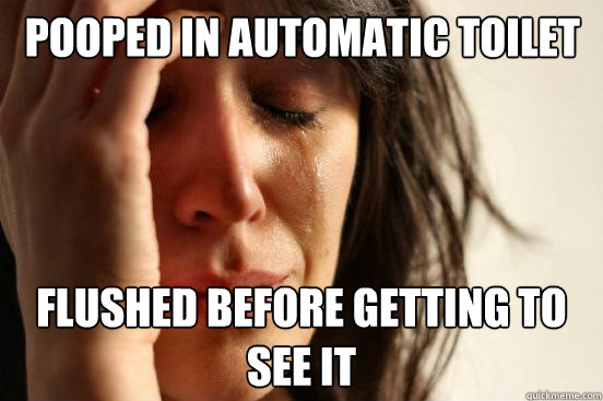 Pooped in automatic toilet Flushed before getting to see it  First World Problems