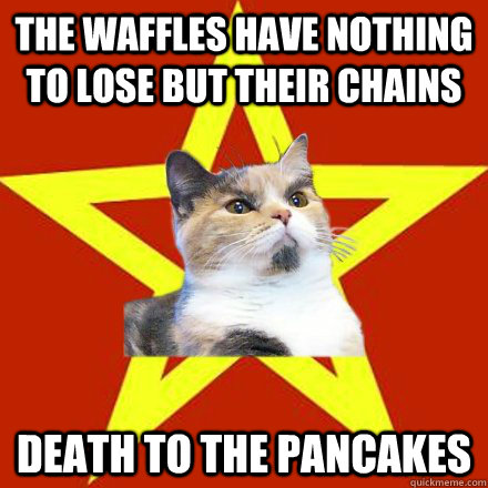 The Waffles have nothing to lose but their chains Death to the Pancakes  Lenin Cat