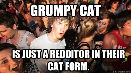 Grumpy cat  is just a redditor in their cat form. - Grumpy cat  is just a redditor in their cat form.  Sudden Clarity Clarence