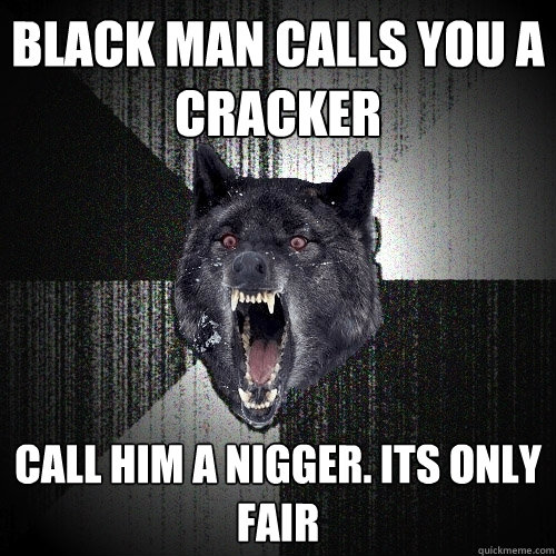 black man calls you a cracker call him a nigger. its only fair  Insanity Wolf