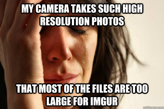 My Camera takes such high resolution photos that most of the files are too large for imgur  First World Problems