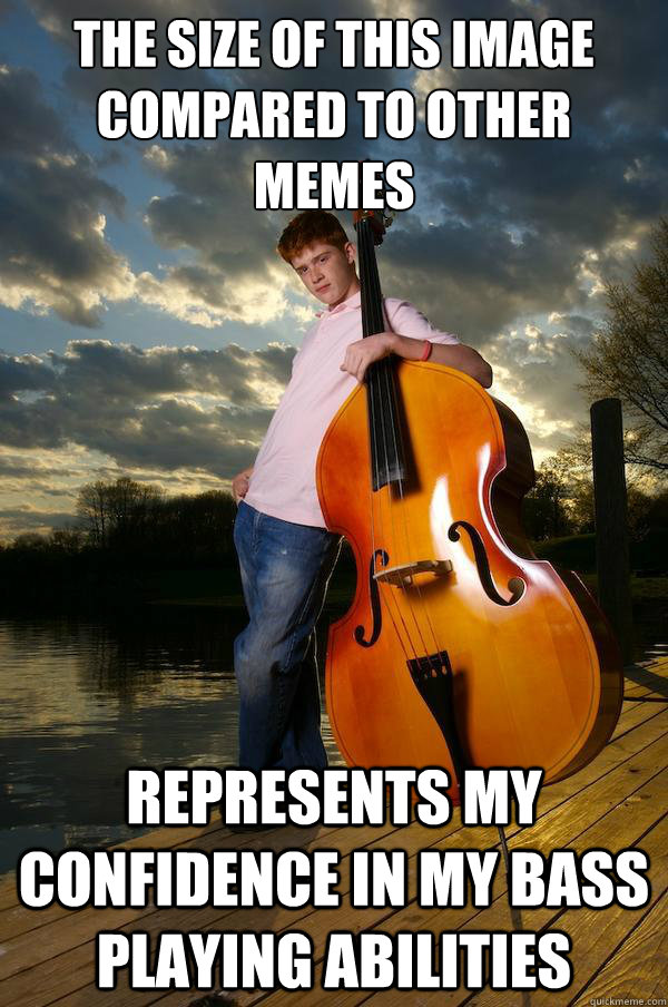 the size of this image compared to other memes represents my confidence in my bass playing abilities  