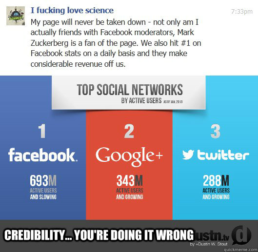 credibility... You're doing it wrong  I Fucking Love Science