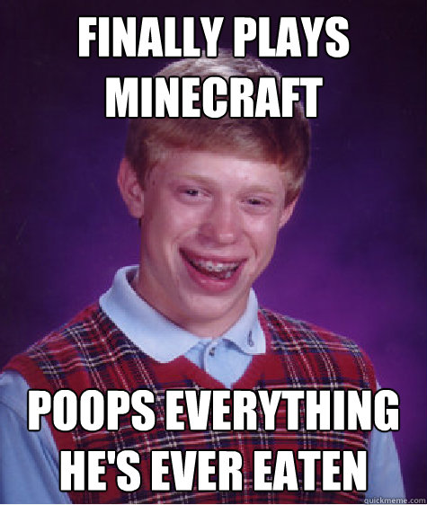 Finally plays minecraft poops everything he's ever eaten  Bad Luck Brian