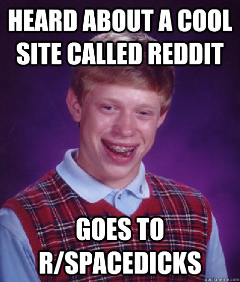 Heard about a cool site called Reddit goes to r/spacedicks - Heard about a cool site called Reddit goes to r/spacedicks  Bad Luck Brian