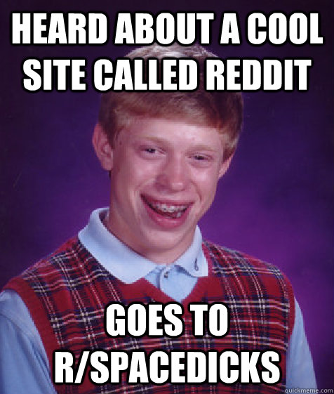 Heard about a cool site called Reddit goes to r/spacedicks  Bad Luck Brian