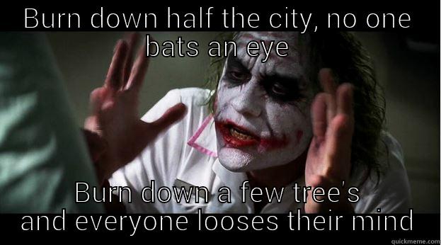 New Sarum - BURN DOWN HALF THE CITY, NO ONE BATS AN EYE BURN DOWN A FEW TREE'S AND EVERYONE LOOSES THEIR MIND Joker Mind Loss