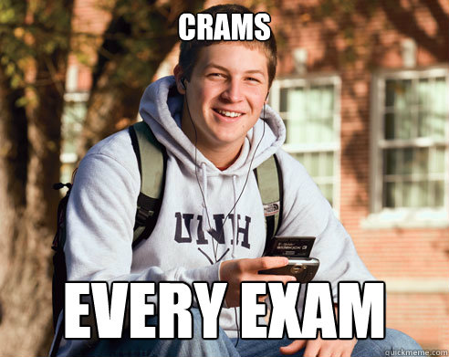 crams  every exam  College Freshman