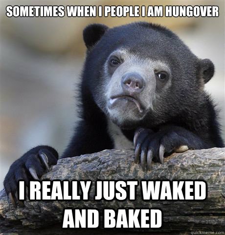 Sometimes when I people I am hungover I really just waked and baked  Confession Bear