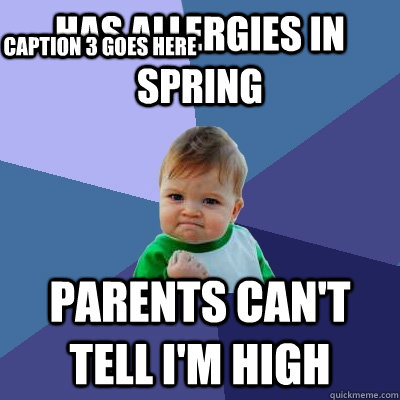 Has allergies in spring parents can't tell i'm high Caption 3 goes here  Success Kid