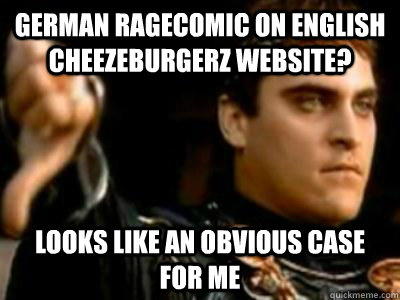German ragecomic on english cheezeburgerz website? looks like an obvious case for me  Downvoting Roman