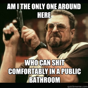 Am i the only one around here Who can shit comfortably in a public bathroom  Am I The Only One Round Here