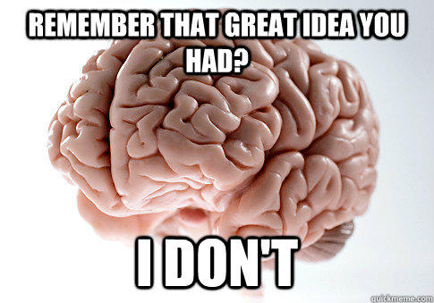 Remember that great idea you had? I don't  Scumbag Brain