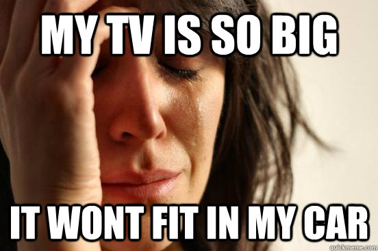 my tv is so big it wont fit in my car - my tv is so big it wont fit in my car  First World Problems