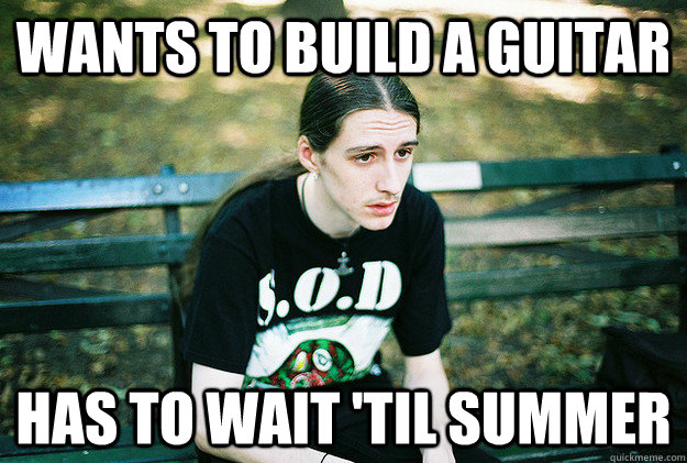 wants to build a guitar has to wait 'til summer  First World Metal Problems