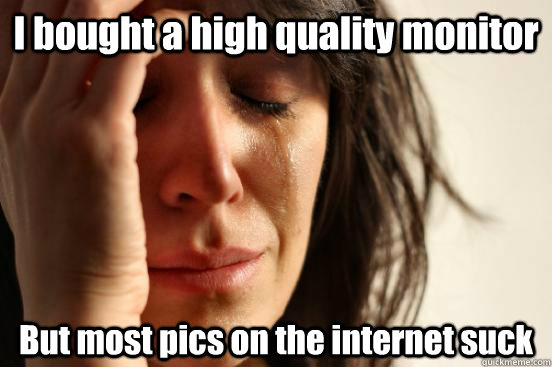 I bought a high quality monitor But most pics on the internet suck  First World Problems