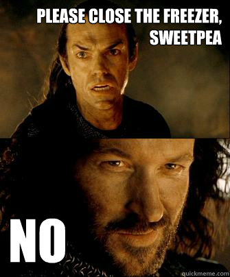 Please close the freezer, sweetpea no  isildur no