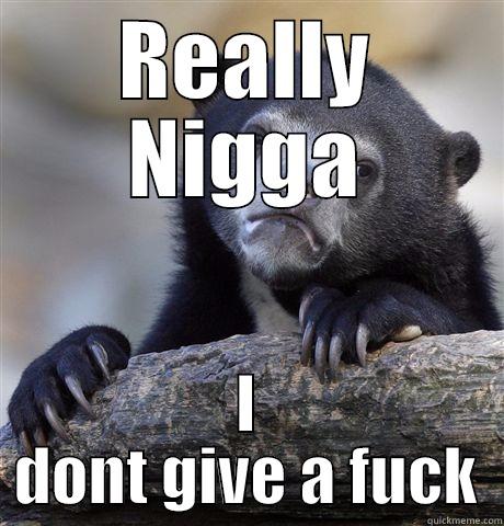 Really Nigga - REALLY NIGGA I DONT GIVE A FUCK Confession Bear