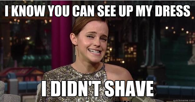 i know you can see up my dress i didn't shave  Emma Watson Troll