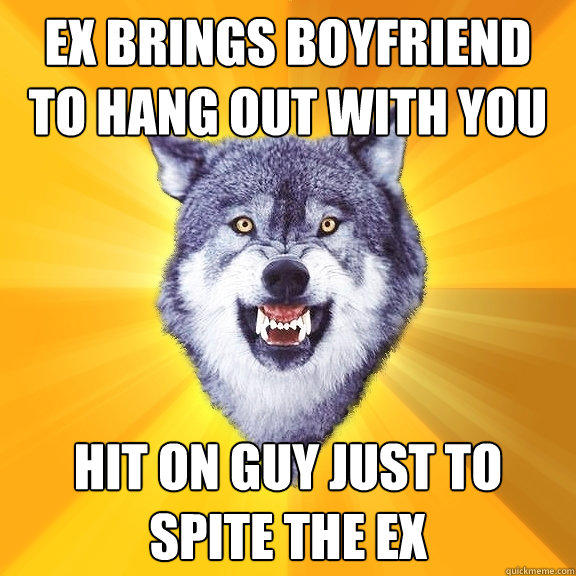 Ex brings boyfriend to hang out with you Hit on guy just to spite the ex  Courage Wolf