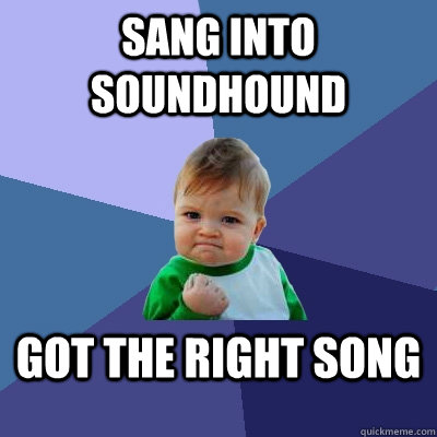 Sang into SoundHound got the right song  Success Kid