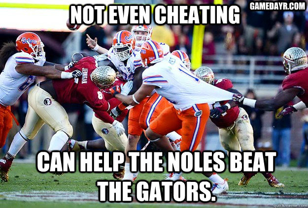 not even cheating can help the noles beat the gators. gamedayr.com  