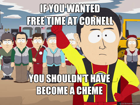 If you wanted
free time at Cornell You shouldn't have
become a cheme  Captain Hindsight