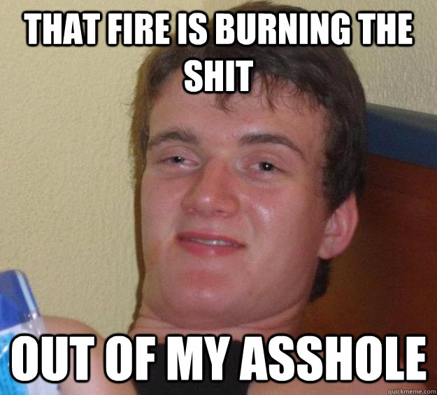 That fire is burning the shit out of my asshole - That fire is burning the shit out of my asshole  10 Guy