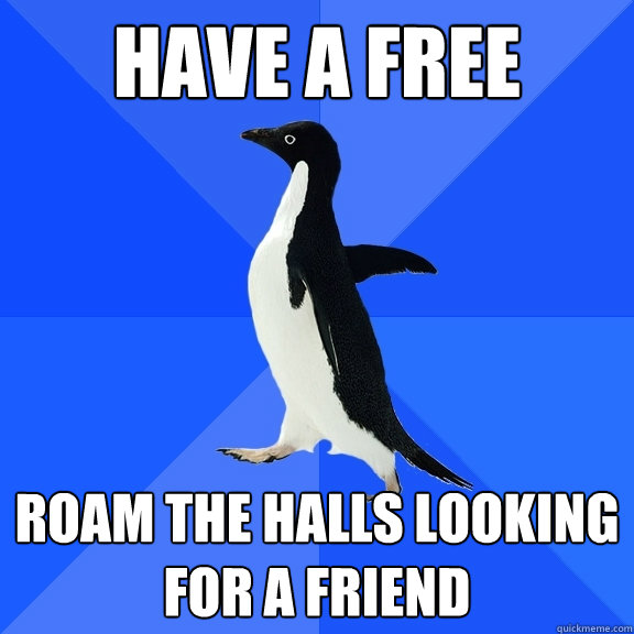 Have a Free Roam the halls looking for a friend  Socially Awkward Penguin