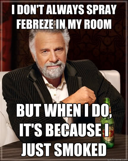 I don't always spray febreze in my room But when I do, It's because I just smoked   The Most Interesting Man In The World