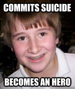commits suicide becomes an hero  Bad Luck Mitchell Henderson