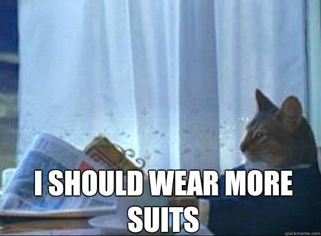  I should wear more suits  I should buy a boat cat