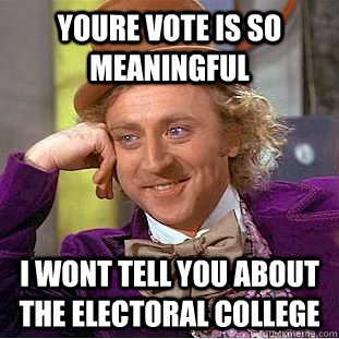 youre vote is so meaningful I wont tell you about the electoral college  Condescending Wonka