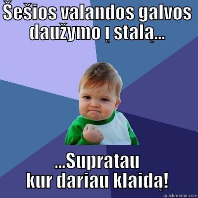 ŠEŠIOS VALANDOS GALVOS DAUŽYMO Į STALĄ... ...SUPRATAU KUR DARIAU KLAIDĄ! Success Kid