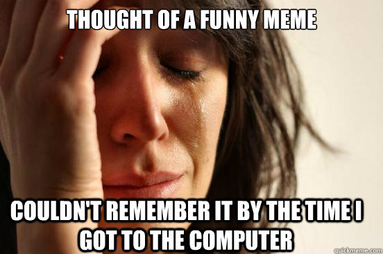 Thought of a funny meme couldn't remember it by the time I got to the computer  First World Problems