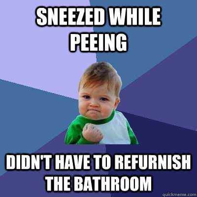 Sneezed while peeing Didn't have to refurnish the bathroom  Success Kid