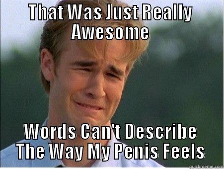 THAT WAS JUST REALLY AWESOME WORDS CAN'T DESCRIBE THE WAY MY PENIS FEELS 1990s Problems