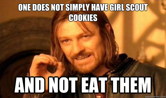 One Does Not Simply have girl scout cookies And not eat them  Boromir